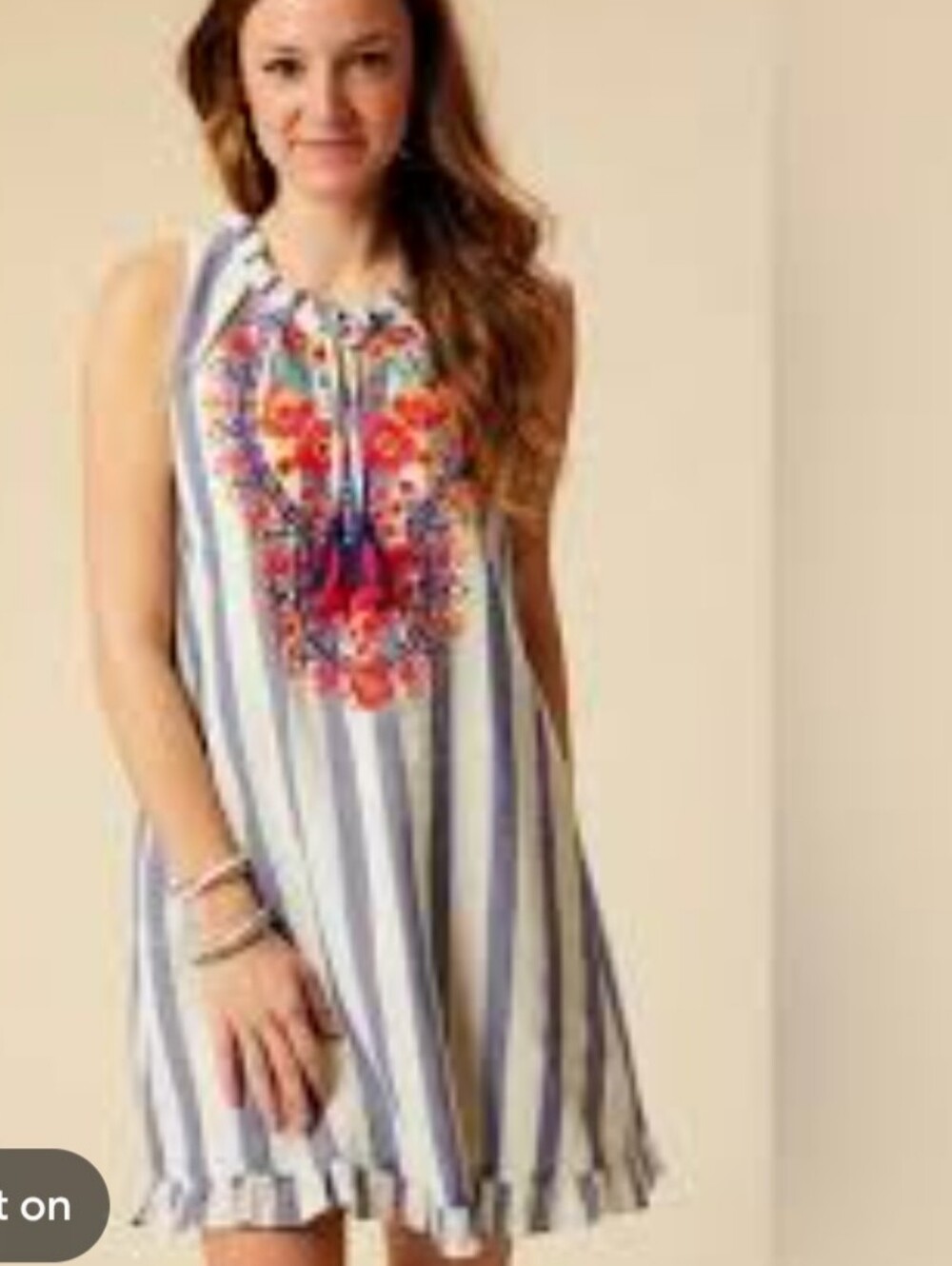 Altar'd State Striped mini dress. Vacation resort embroidery tropical beach